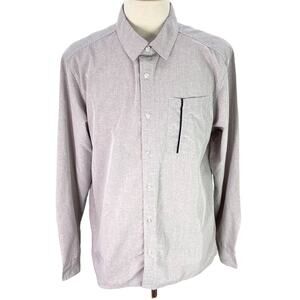 ZAKBRAND‎ Pink Gray Chambray Shirt Size XL Long Sleeve Button Up Top